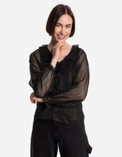 Blouse - Chiffon - zwart
