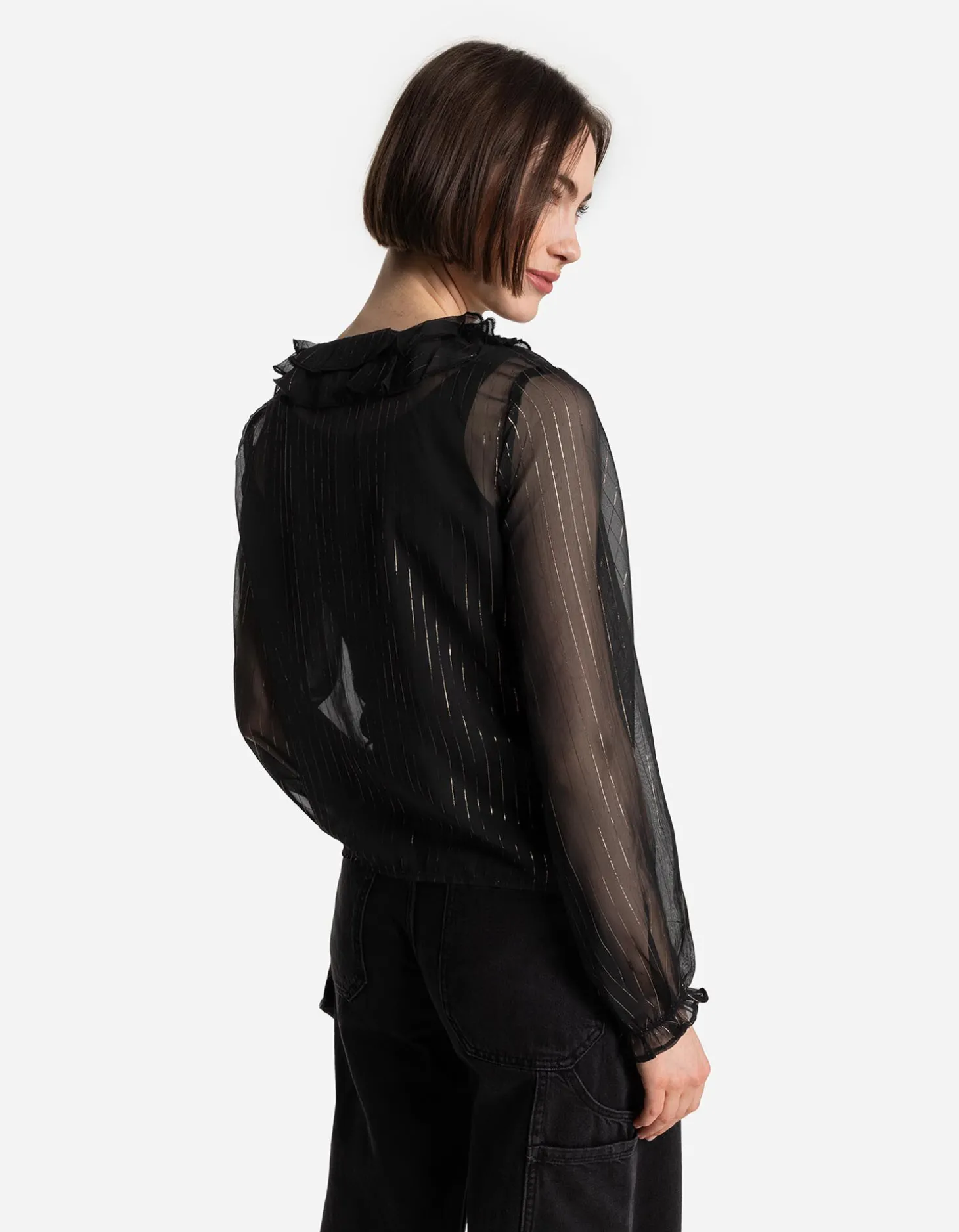 Blouse - Chiffon - zwart