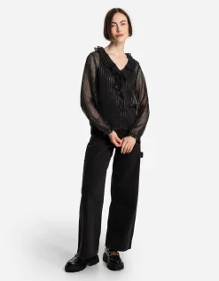 Blouse - Chiffon - zwart
