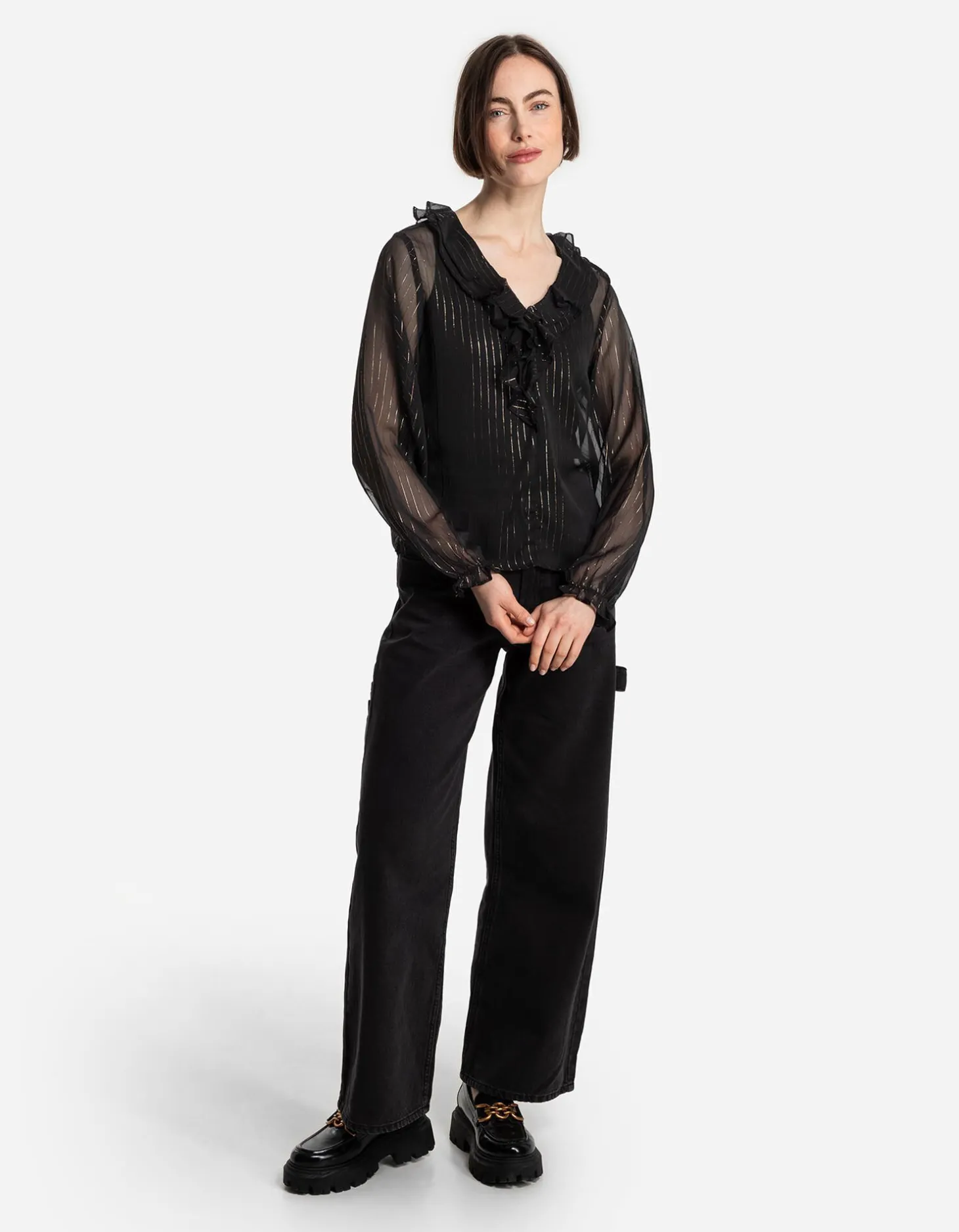 Blouse - Chiffon - zwart