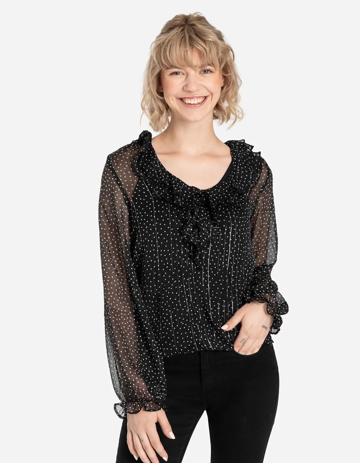 Blouse - Chiffon - zwart