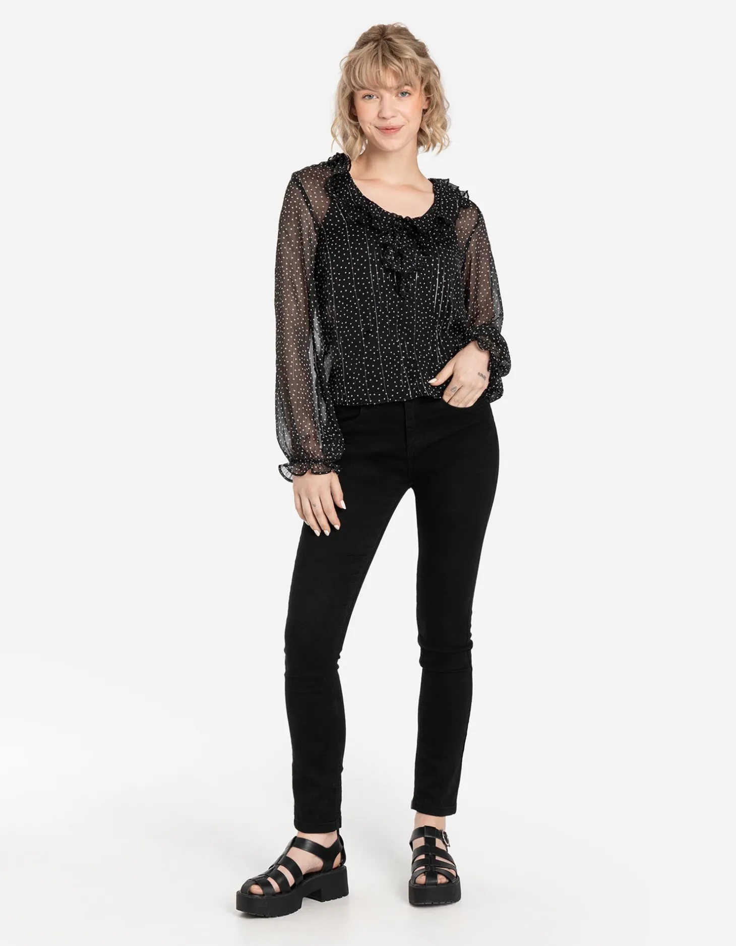 Blouse - Chiffon - zwart