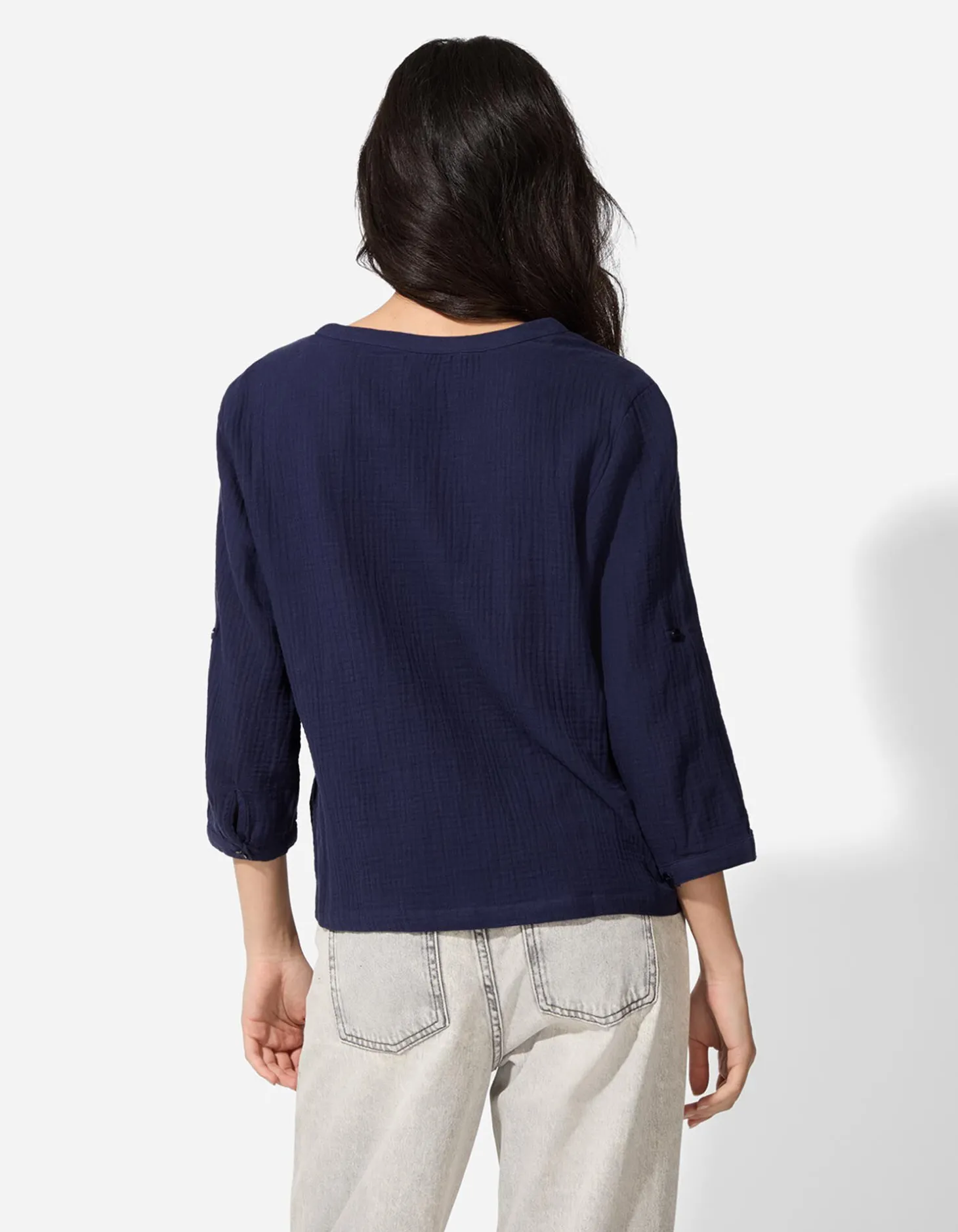 Blouse - Effen - donkerblauw