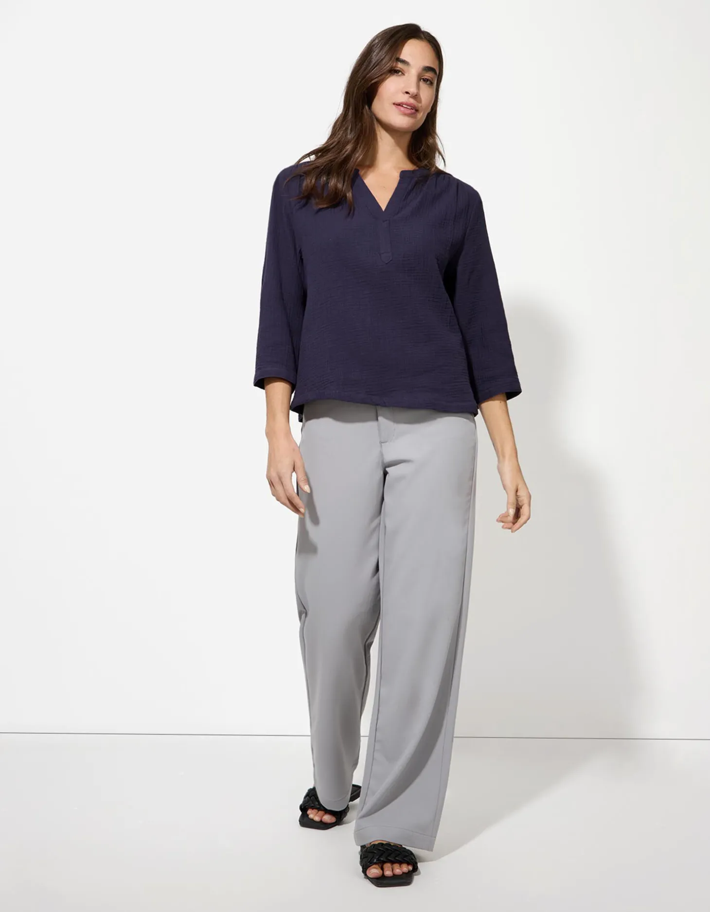 Blouse - Effen - donkerblauw