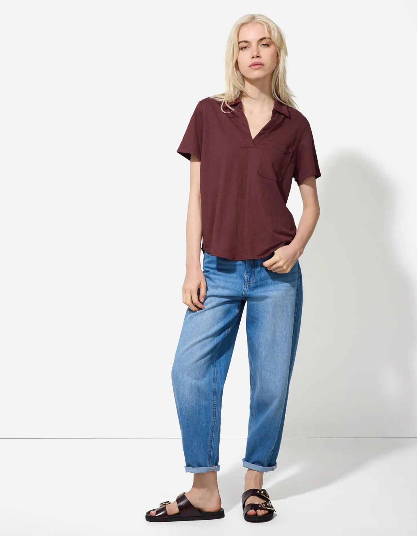 Blouse - Effen - donkerrood
