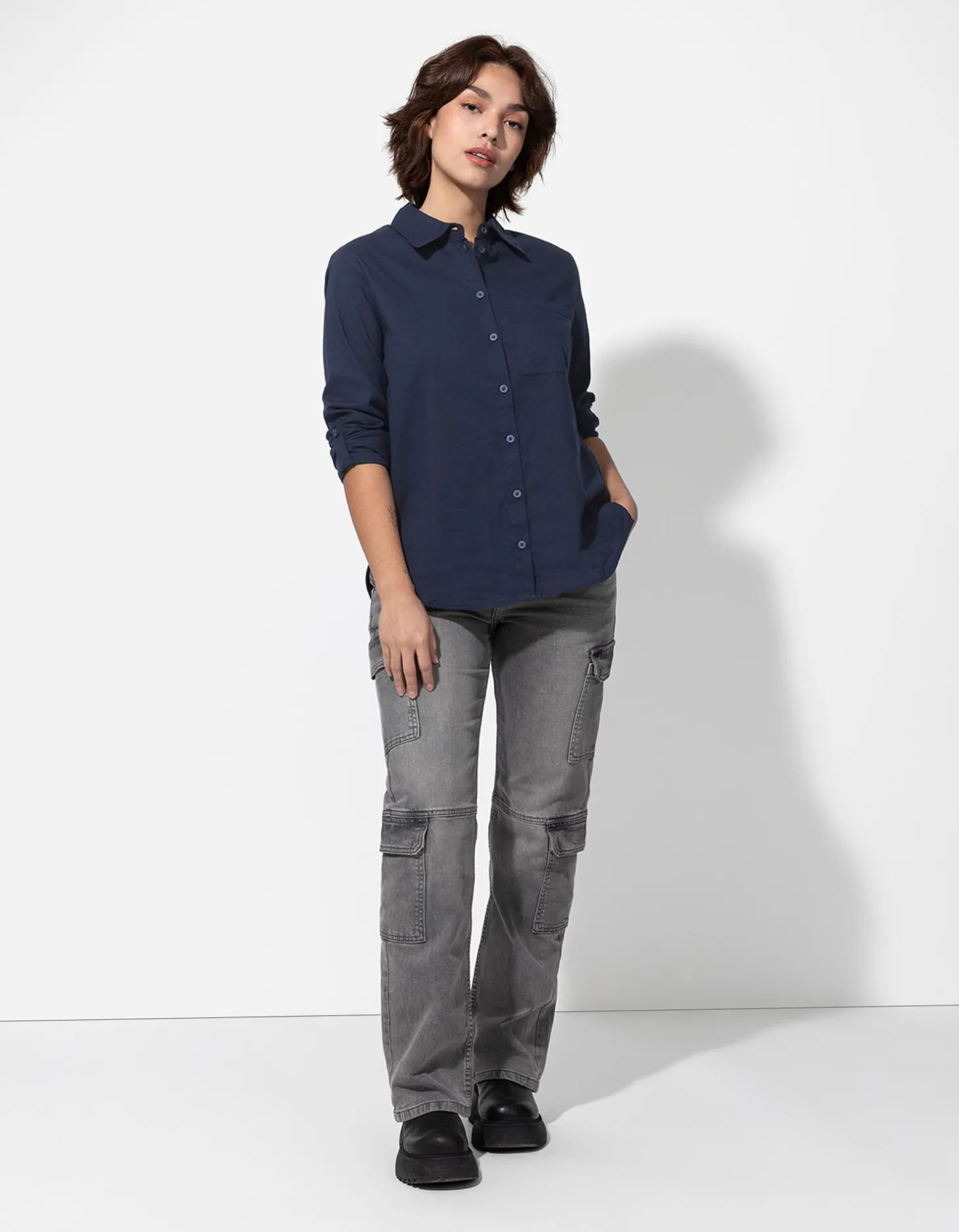Blouse - Katoen - donkerblauw