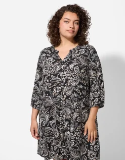 Blouse - Motief all-over - zwart