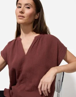 Blouse - Mousseline - donkerbruin