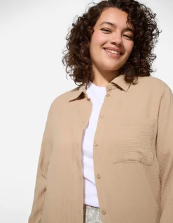 Blouse - Overhemd kraag - beige