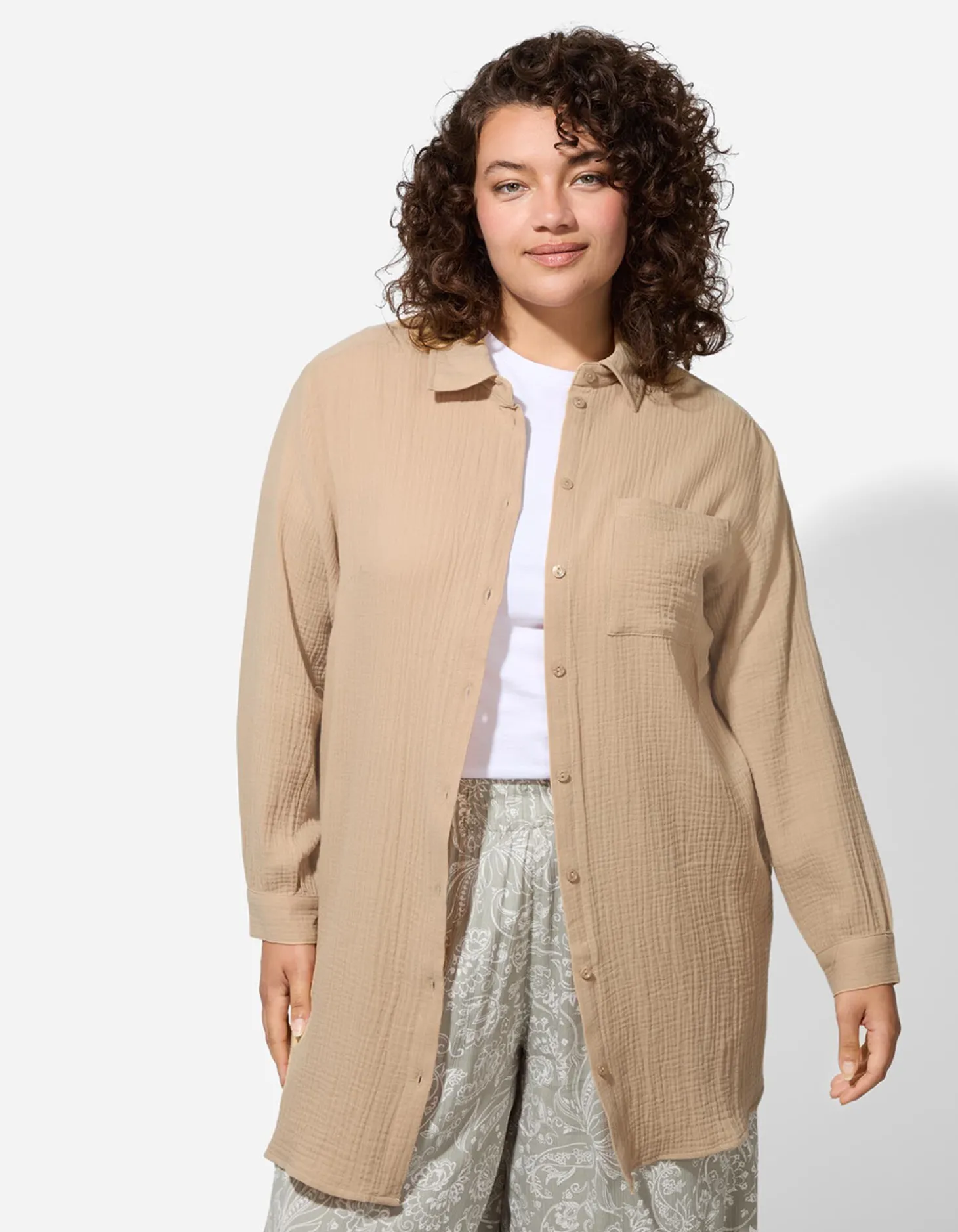 Blouse - Overhemd kraag - beige