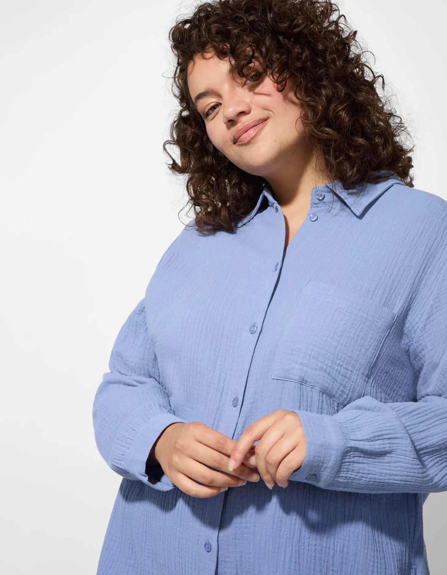Blouse - Overhemd kraag - blauw