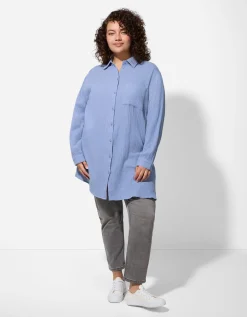 Blouse - Overhemd kraag - blauw