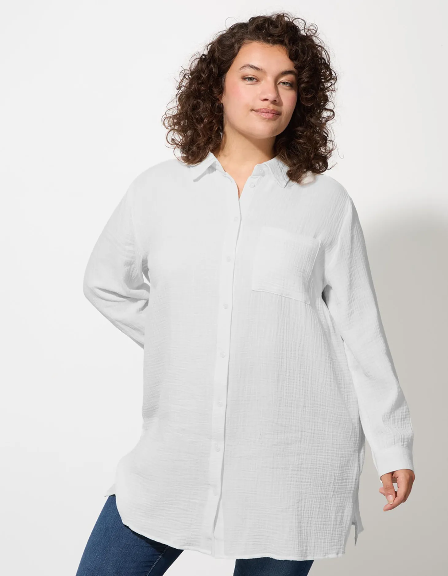 Blouse - Overhemd kraag - wit