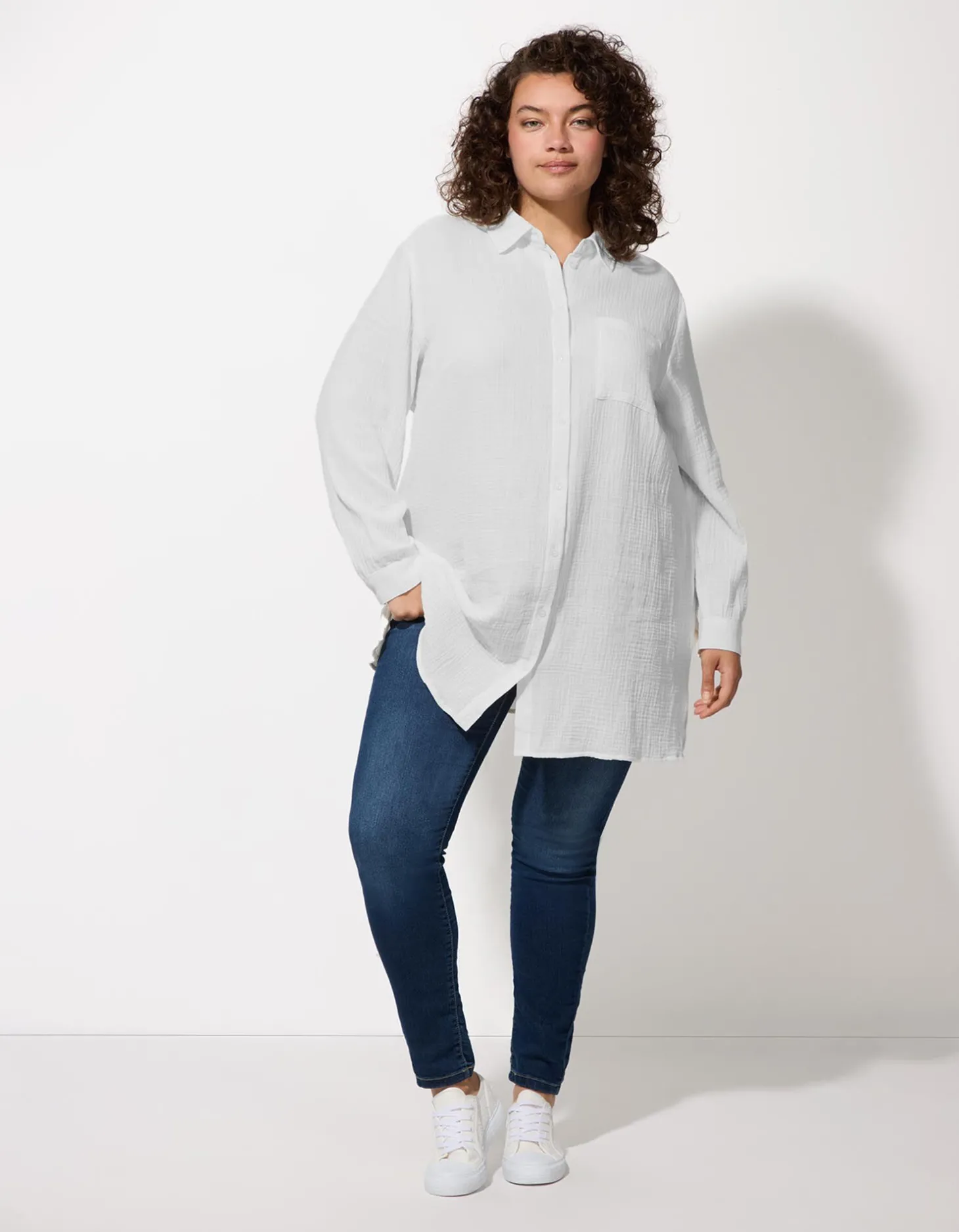 Blouse - Overhemd kraag - wit