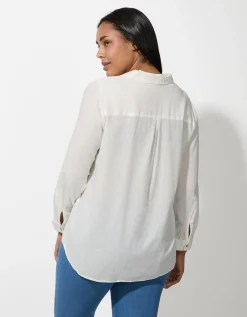 Blouse - Overhemd kraag - wit
