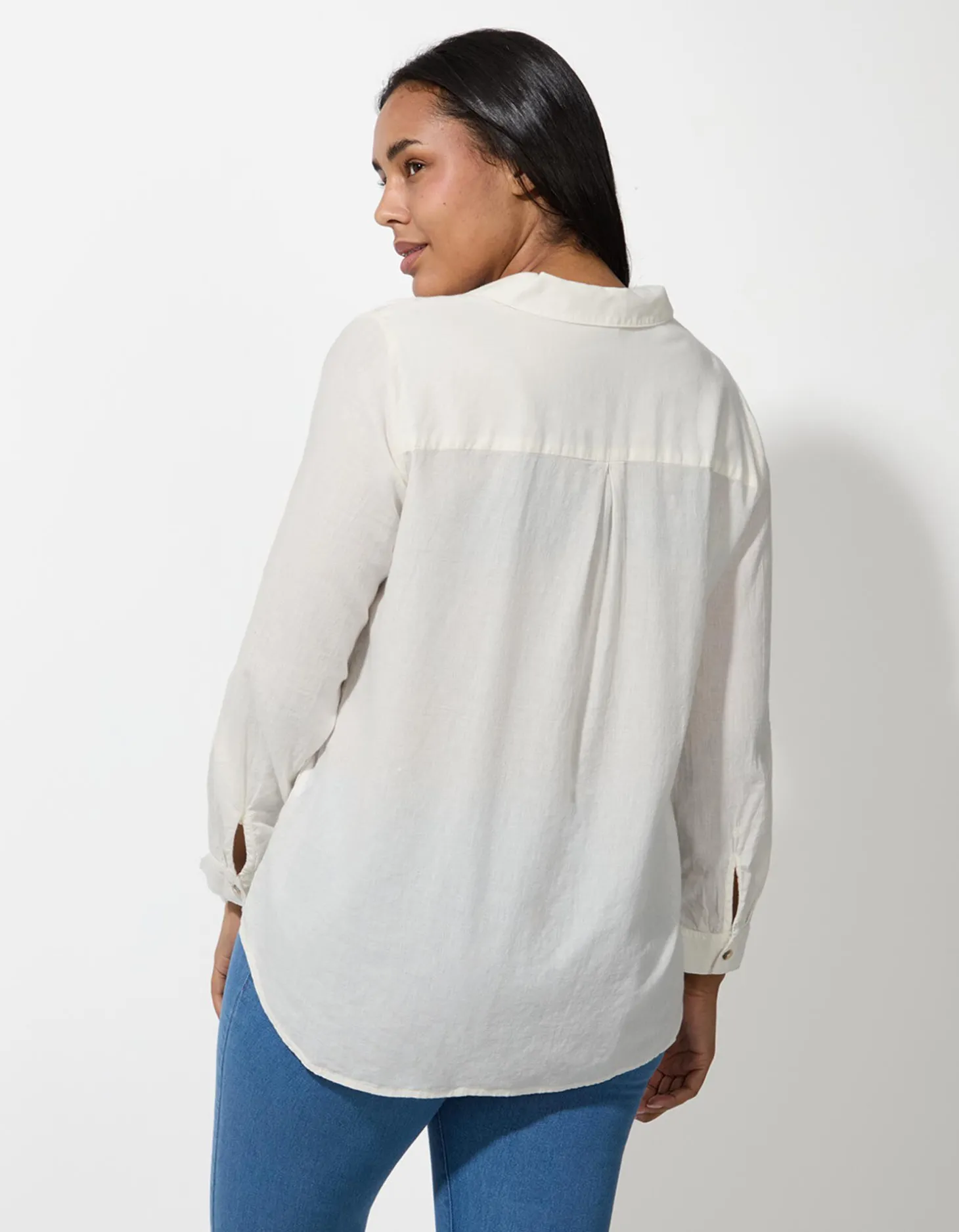 Blouse - Overhemd kraag - wit