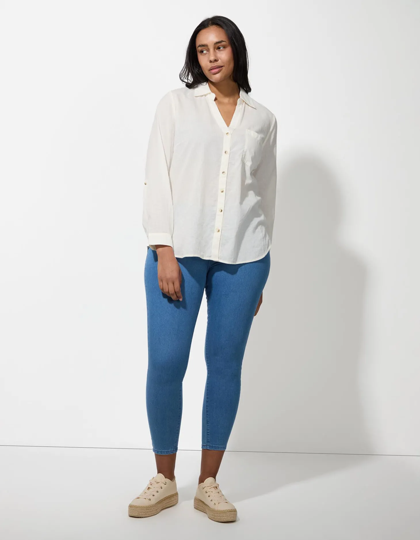 Blouse - Overhemd kraag - wit