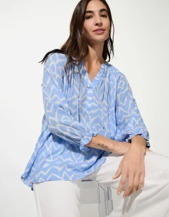 Blouse - Print all-over - lichtblauw