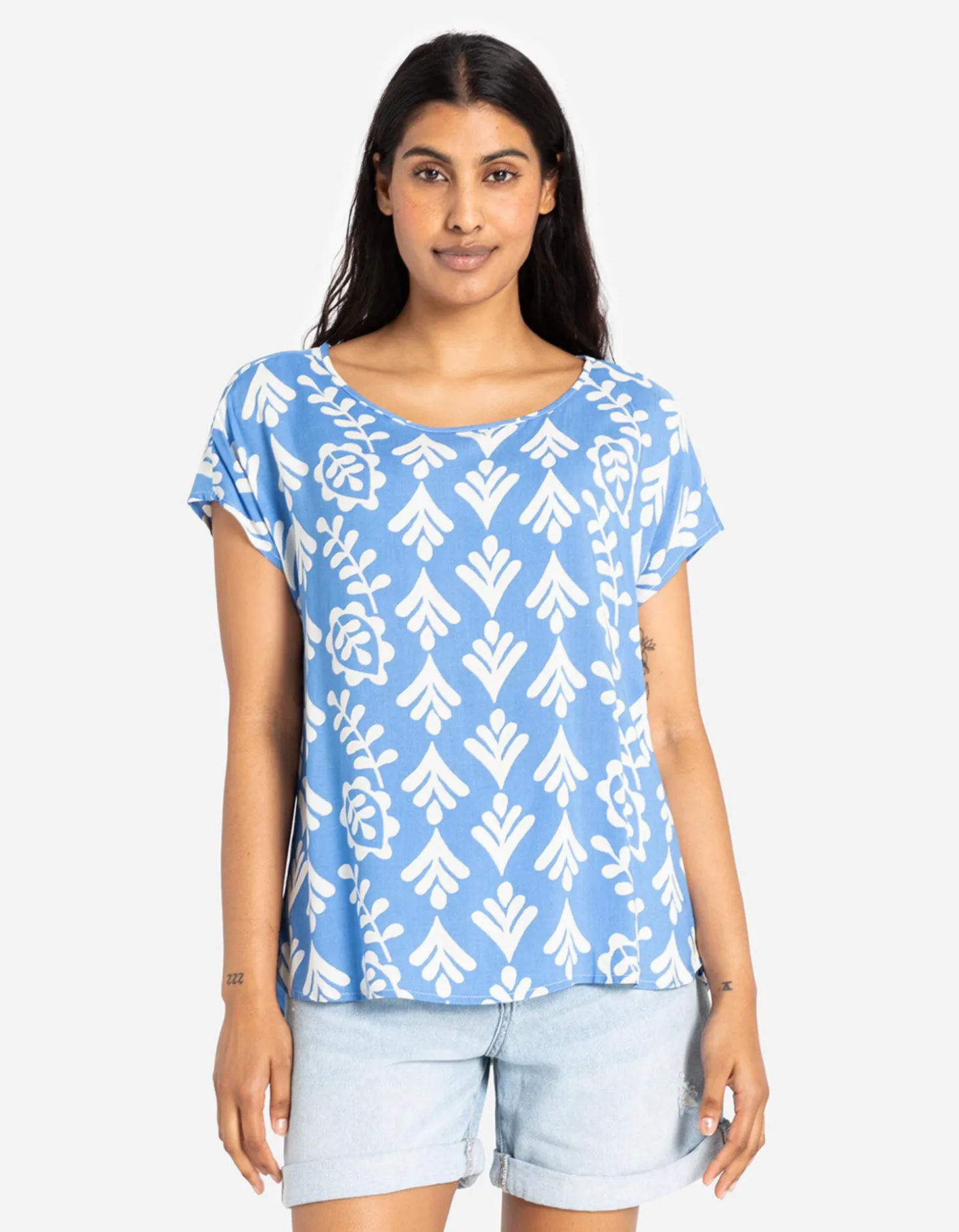 Blouseshirt - LENZING™ ECOVERO™ - lichtblauw
