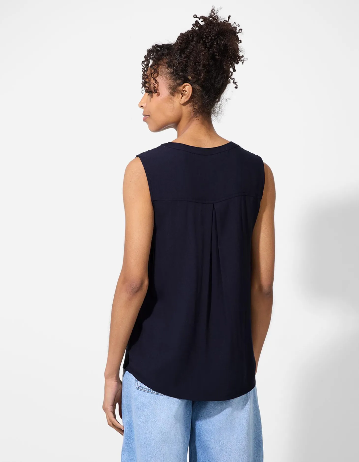 blousetop - Effen - donkerblauw
