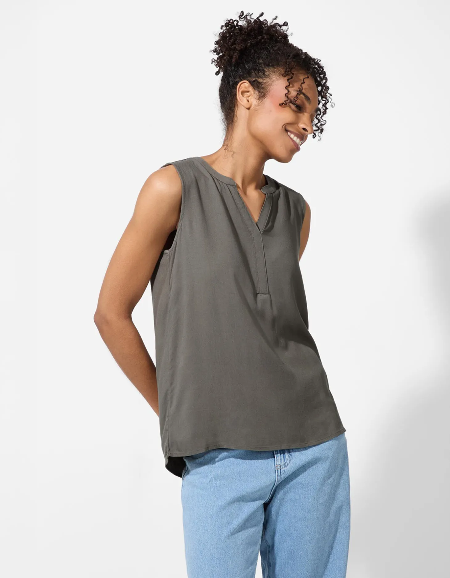 blousetop - Effen - groen