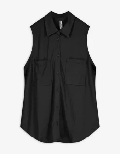 blousetop - Linnenlook - zwart