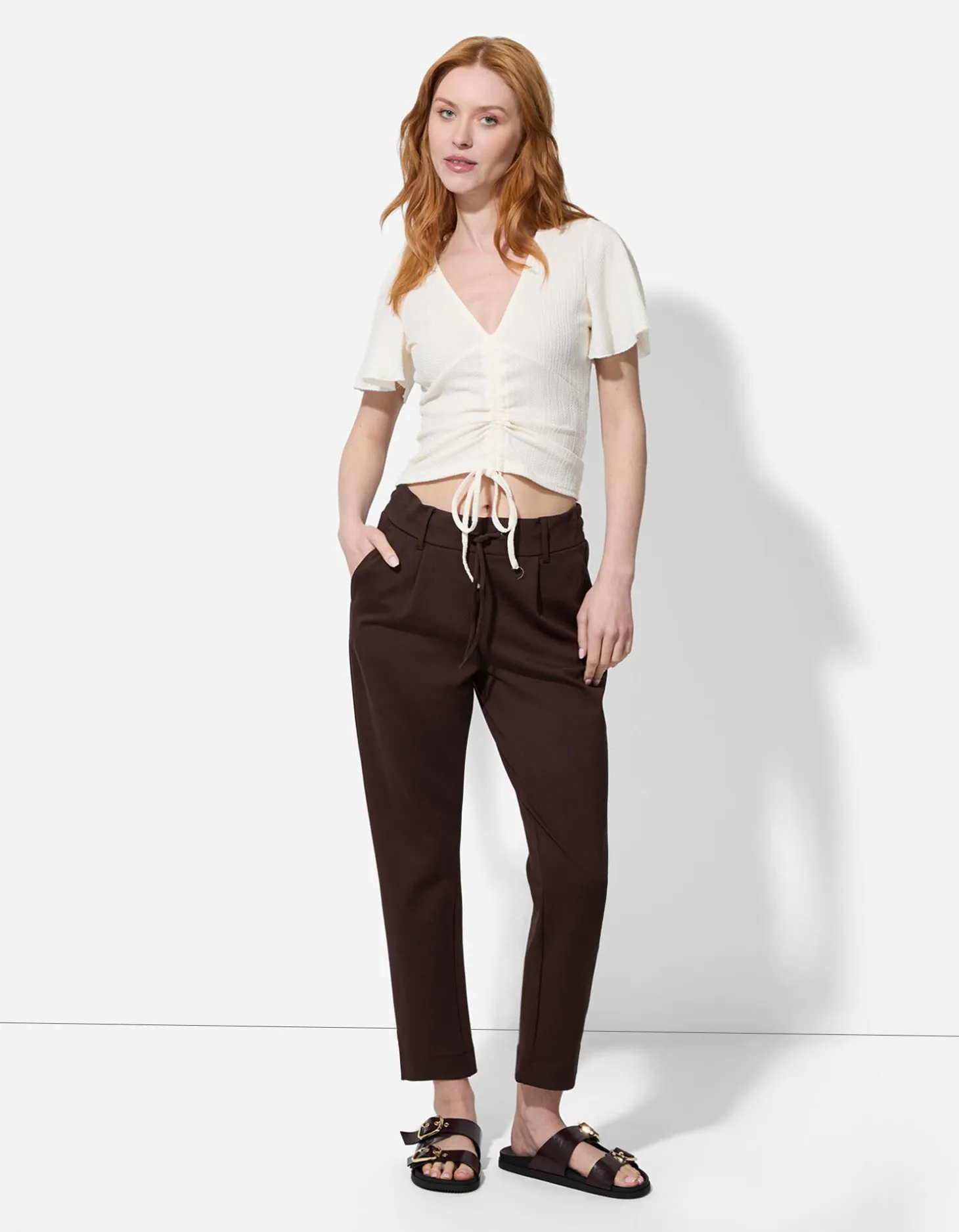 Broek - Effen - donkerbruin