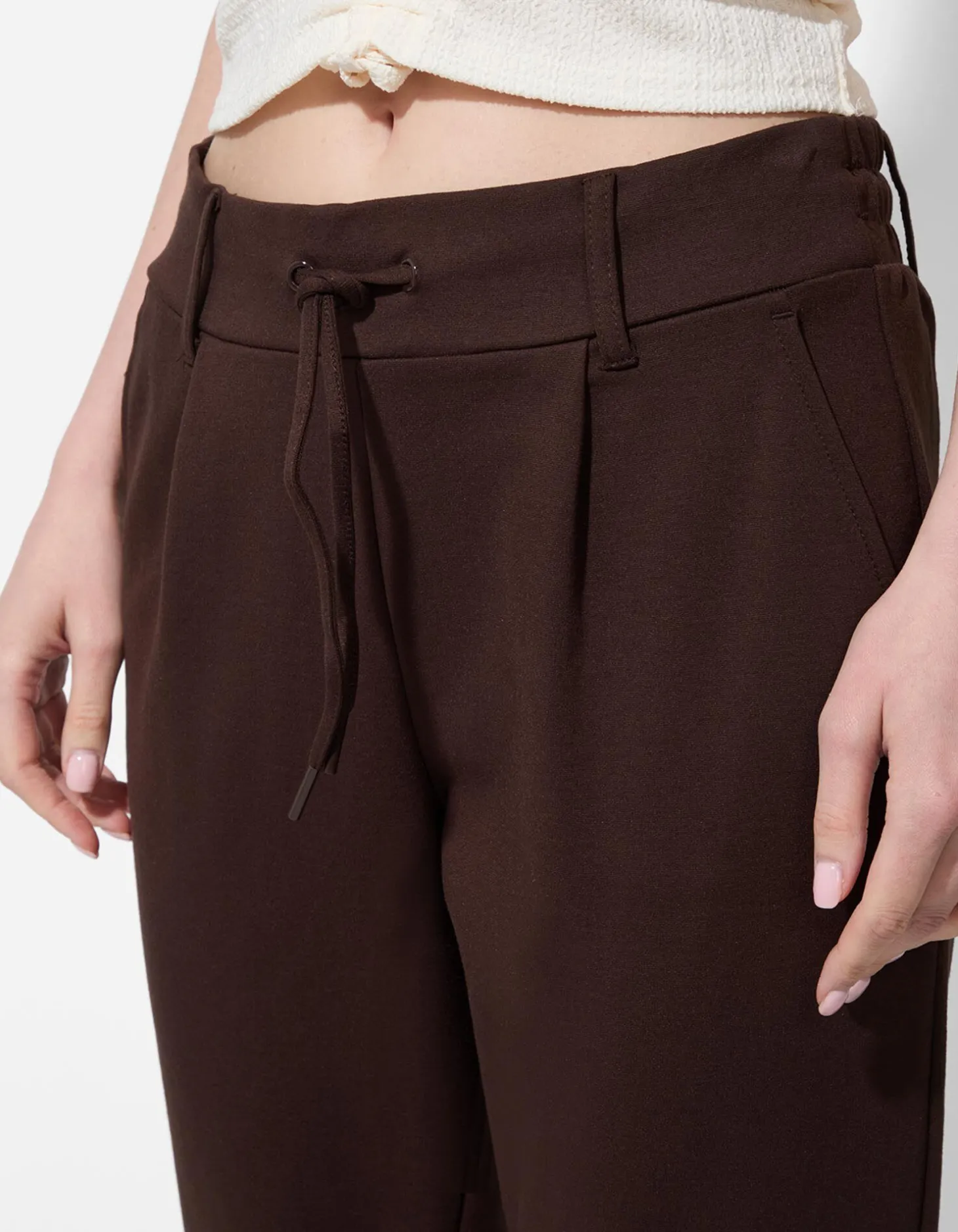 Broek - Effen - donkerbruin
