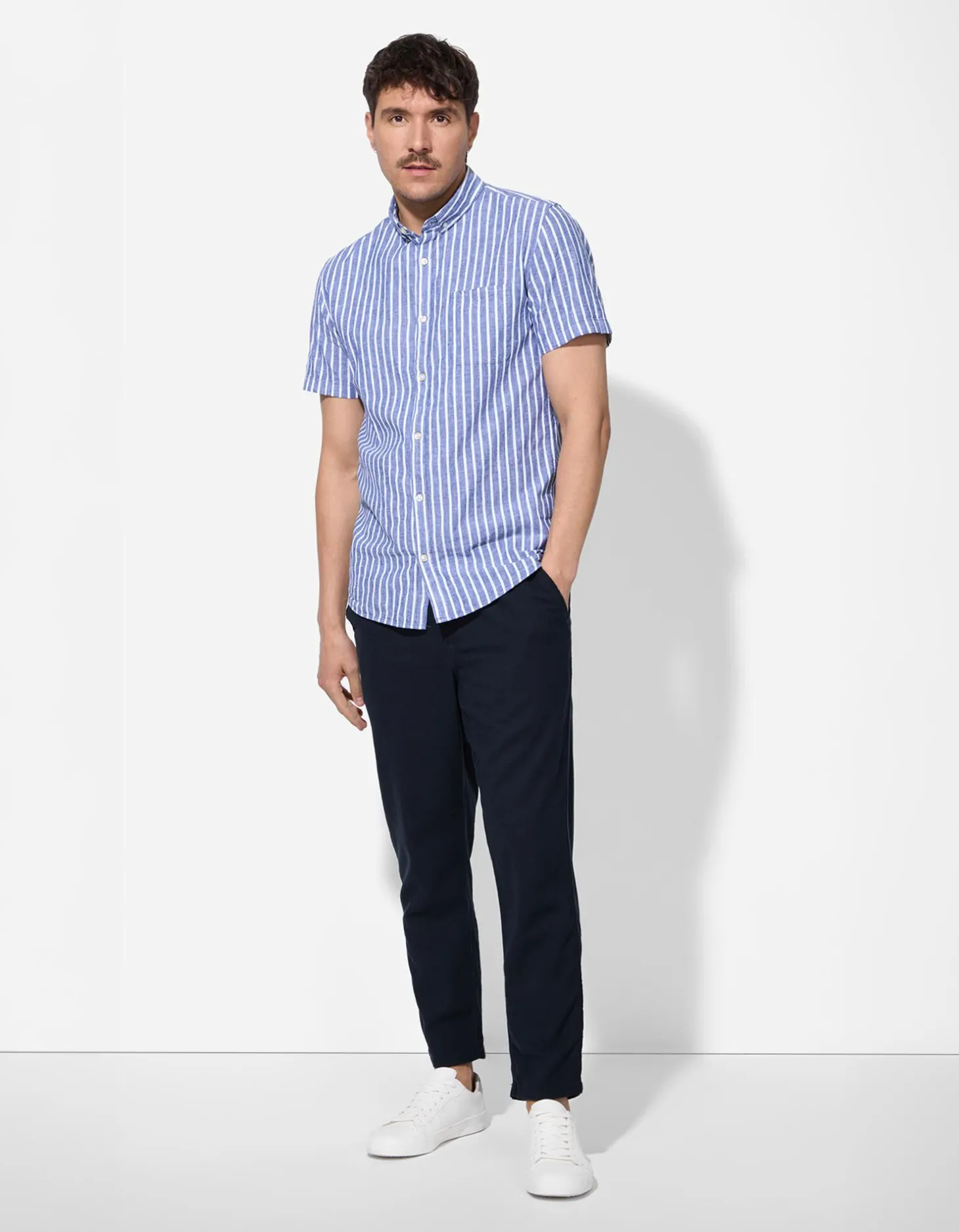 Broek - Linnenmix - donkerblauw