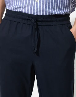 Broek - Linnenmix - donkerblauw