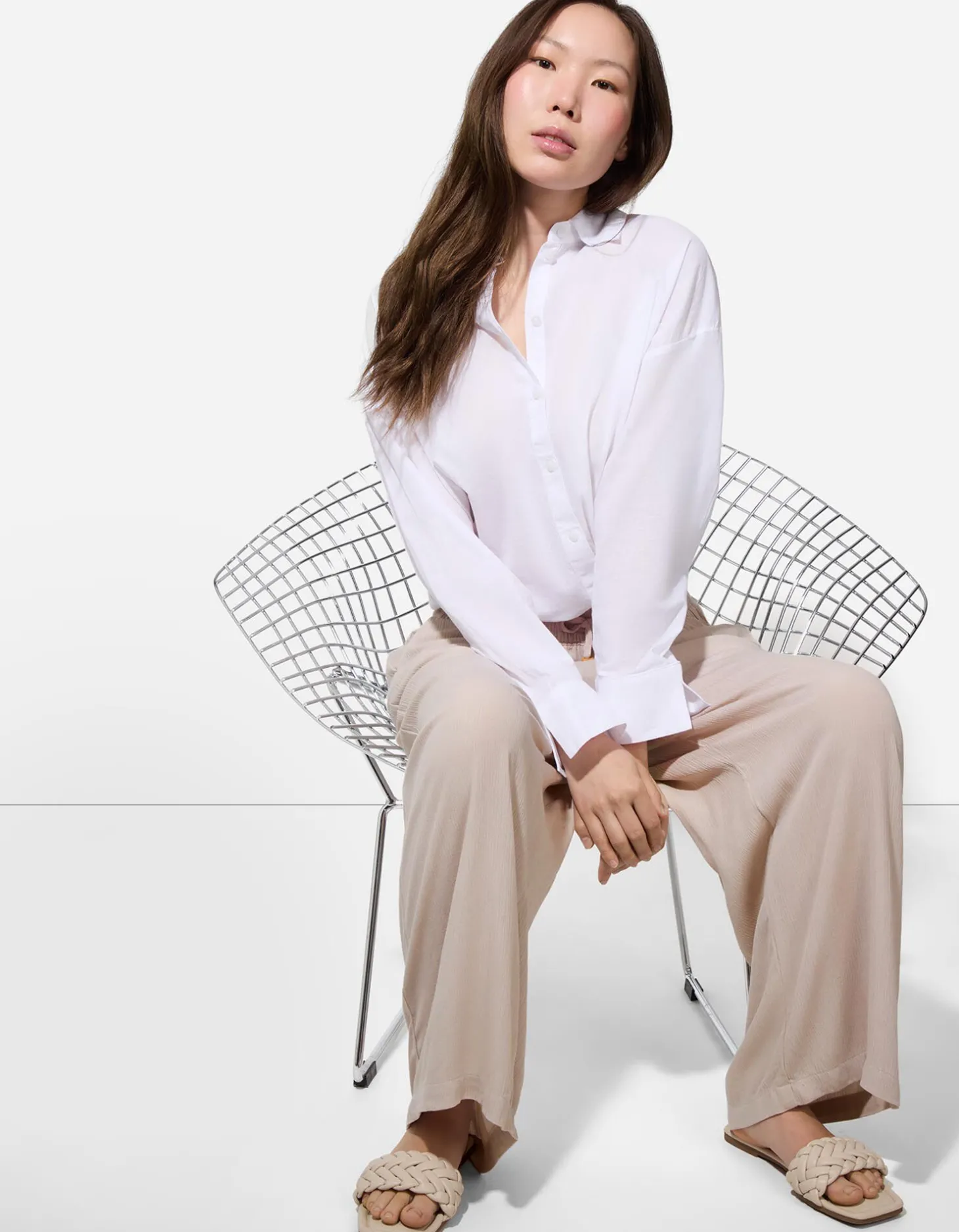 Broek - Wide fit - beige