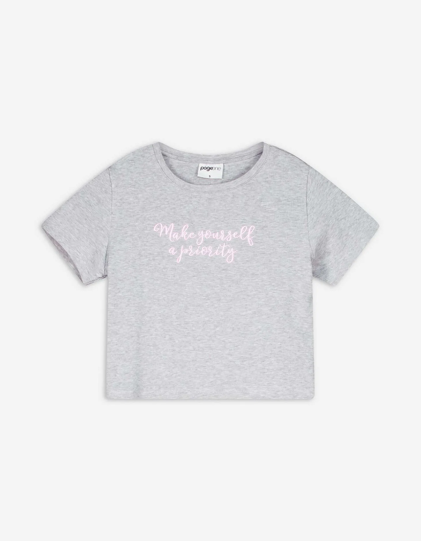 Cropped shirt - Borduursels - grijs