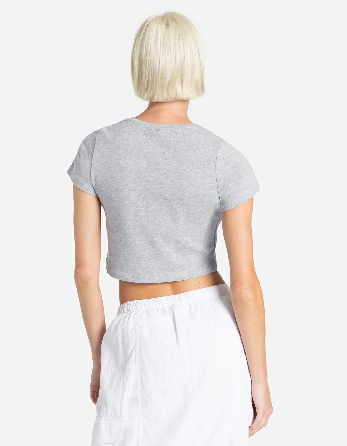 Cropped shirt - Borduursels - grijs