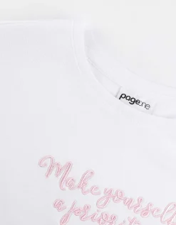 Cropped shirt - Borduursels - wit