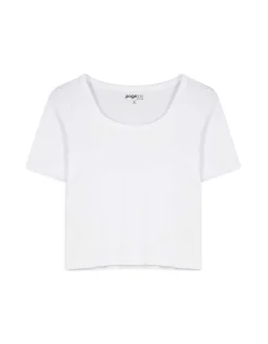 Cropped shirt - Geribde structuur - wit