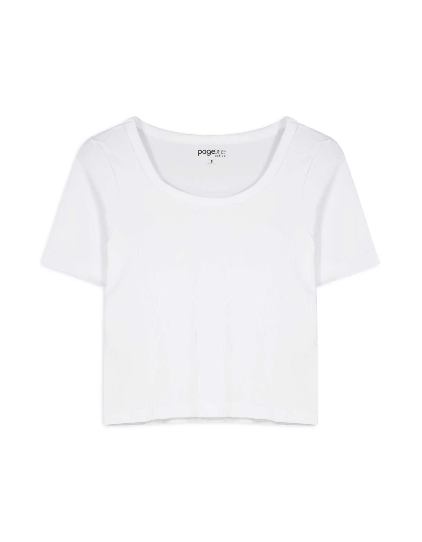 Cropped shirt - Geribde structuur - wit