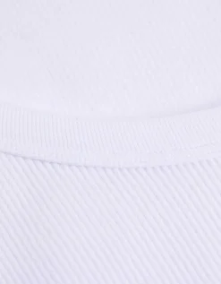 Cropped shirt - Geribde structuur - wit