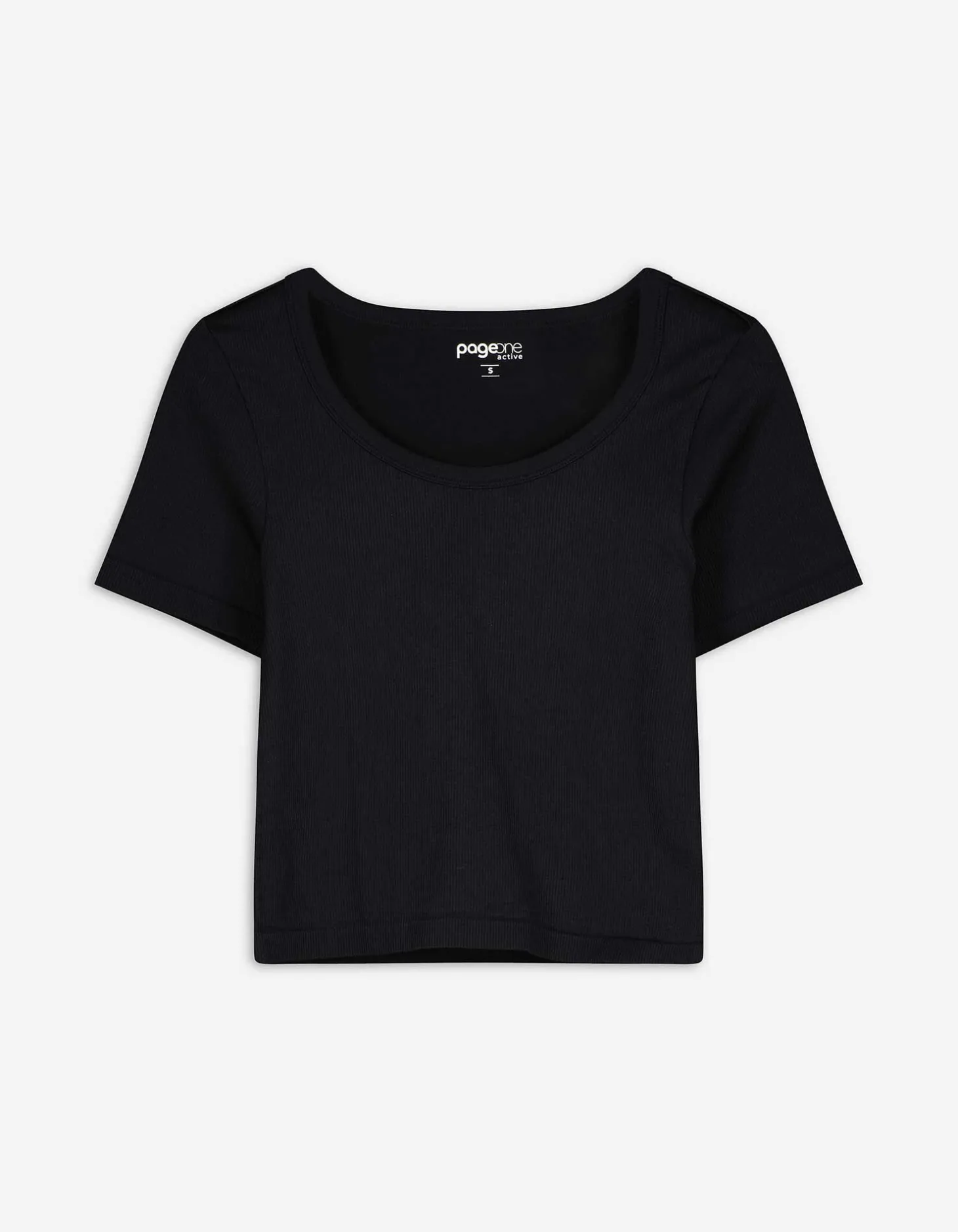 Cropped shirt - Geribde structuur - zwart