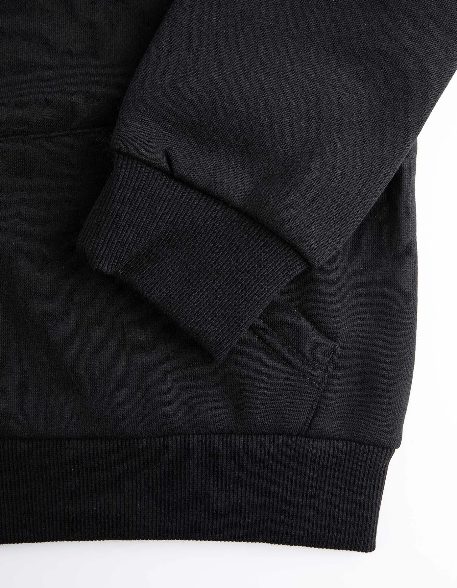 Cropped sweatjack - Capuchon met tunnelkoord - zwart
