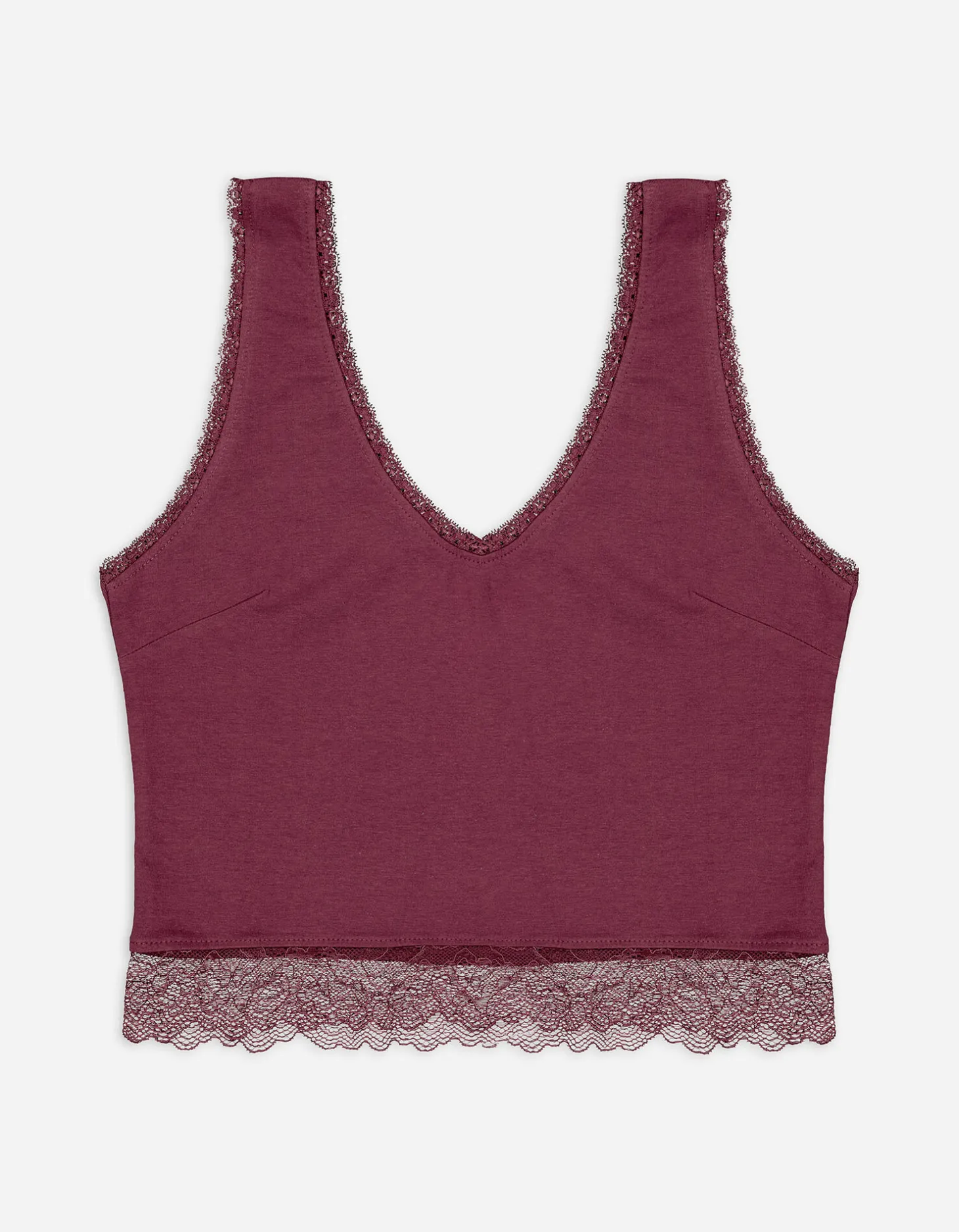 Cropped top - Met kant - donkerrood
