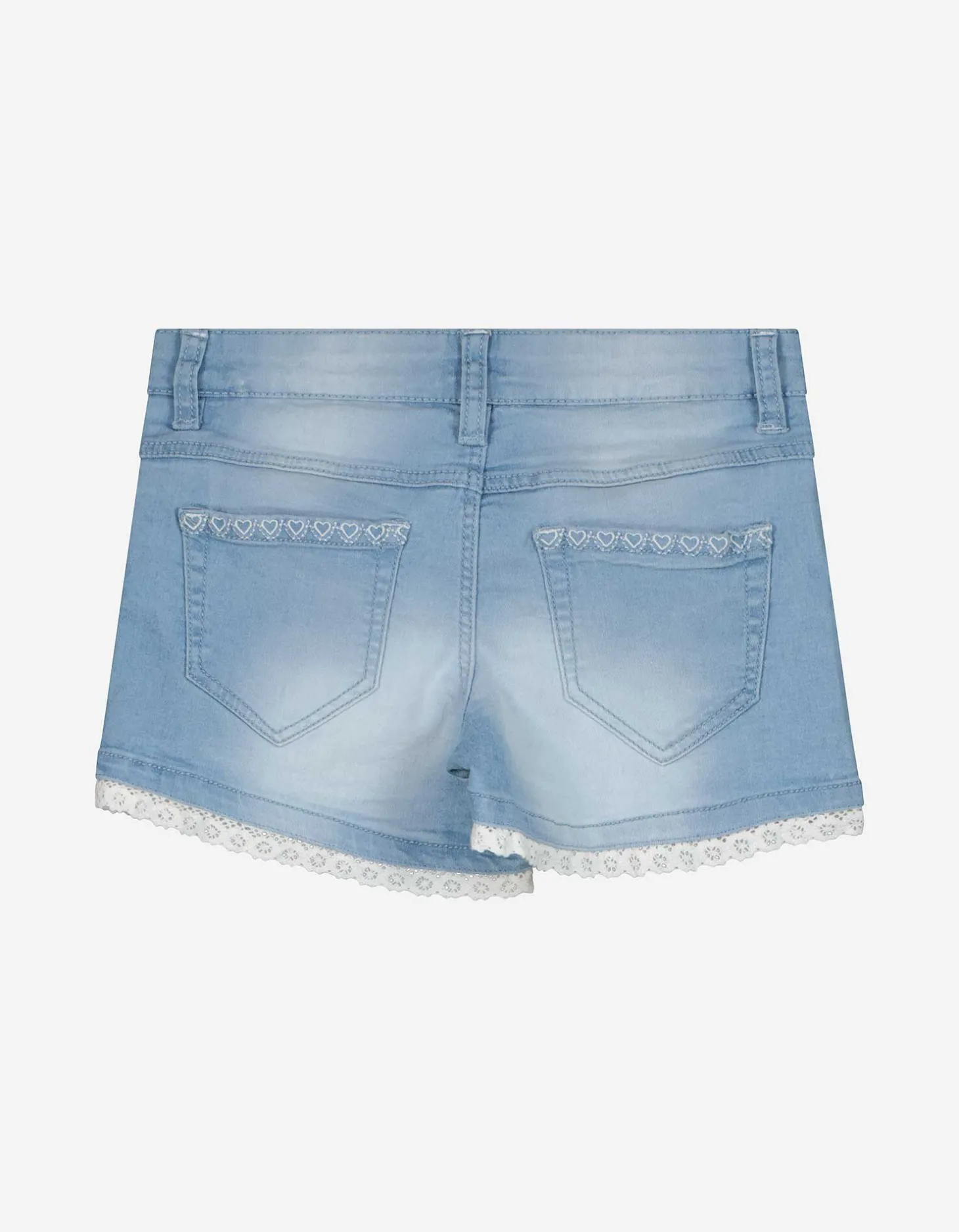 Denim short - Borduursels - lichtblauw