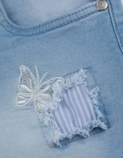 Denim short - Borduursels - lichtblauw