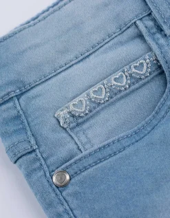 Denim short - Borduursels - lichtblauw