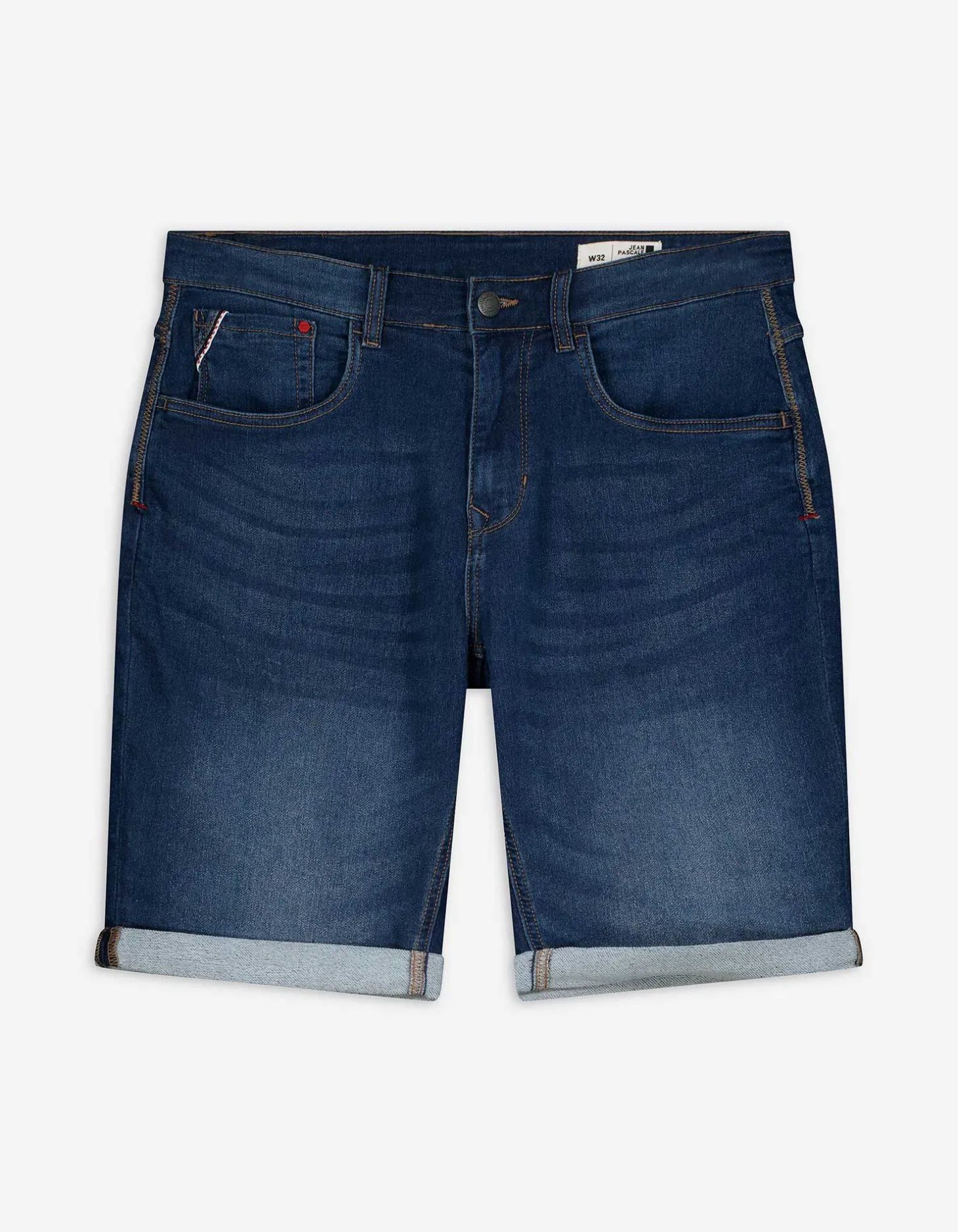 Denim short - Vaste pijpomslag - donkerblauw