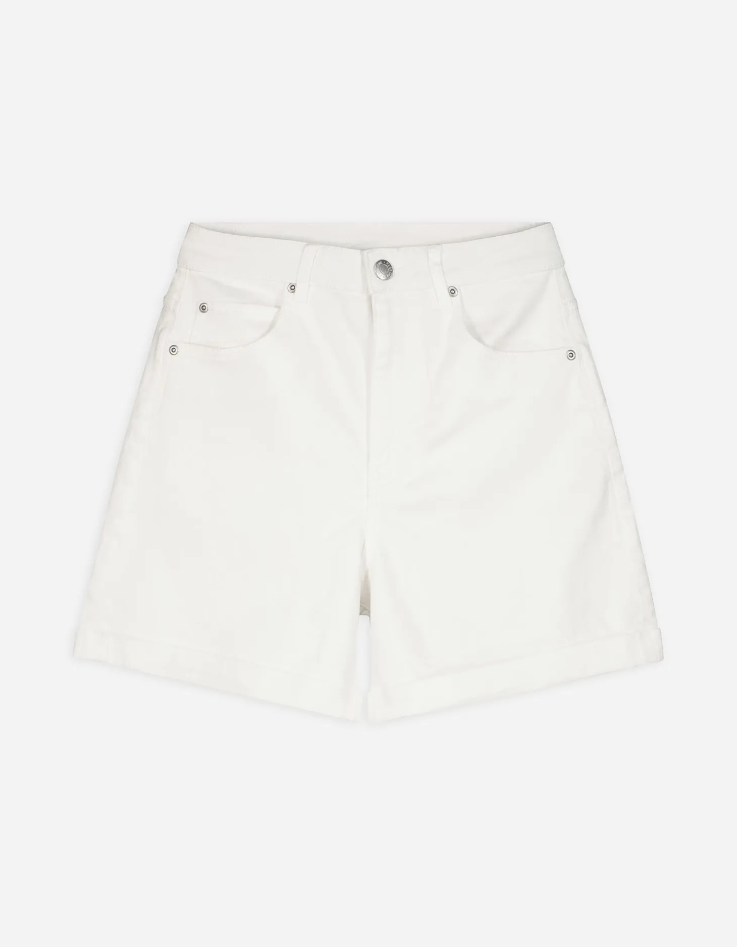 Denim short - Vaste pijpomslag - wit