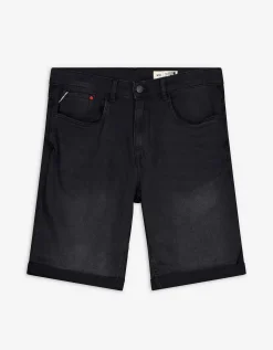 Denim short - Vaste pijpomslag - zwart