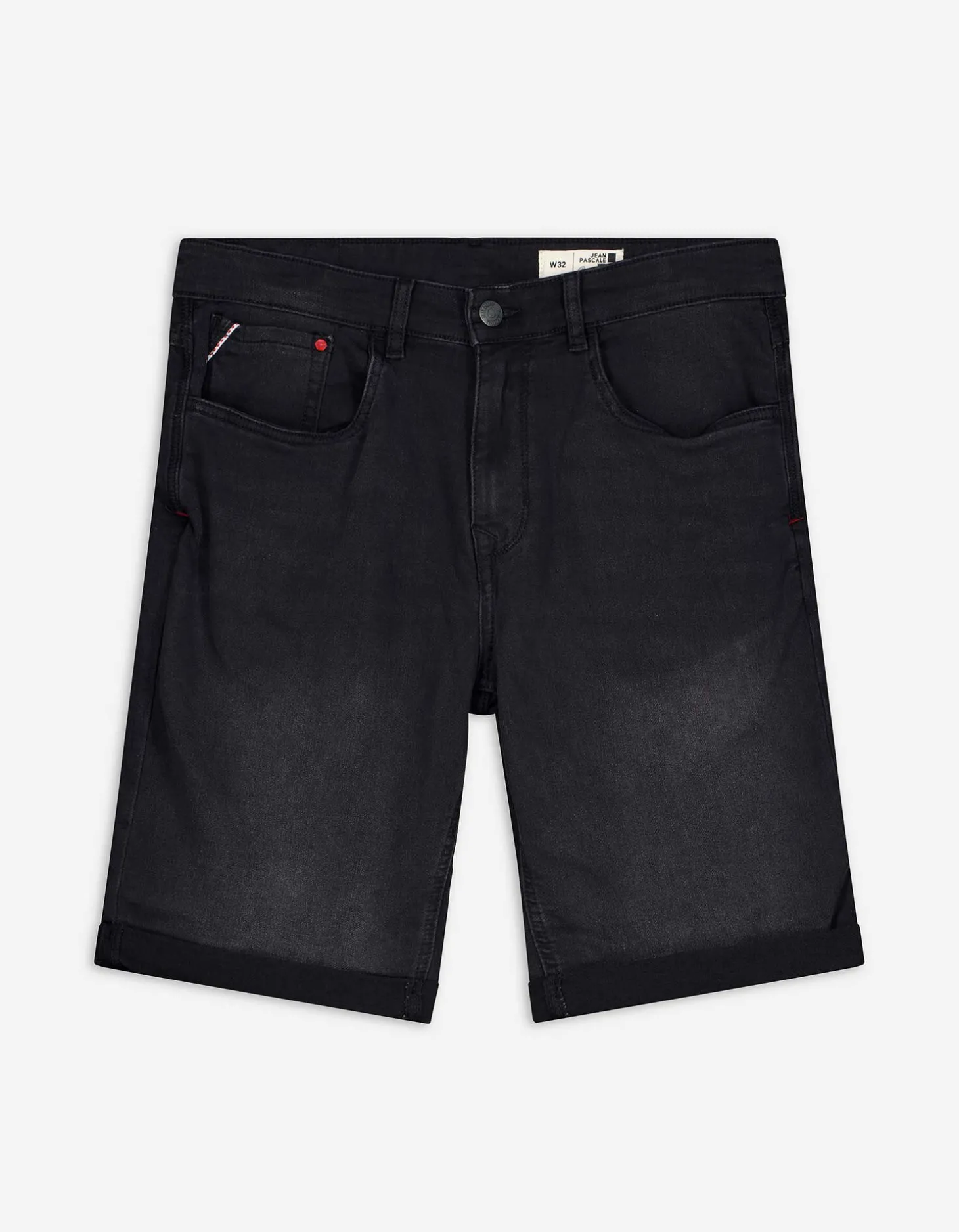 Denim short - Vaste pijpomslag - zwart
