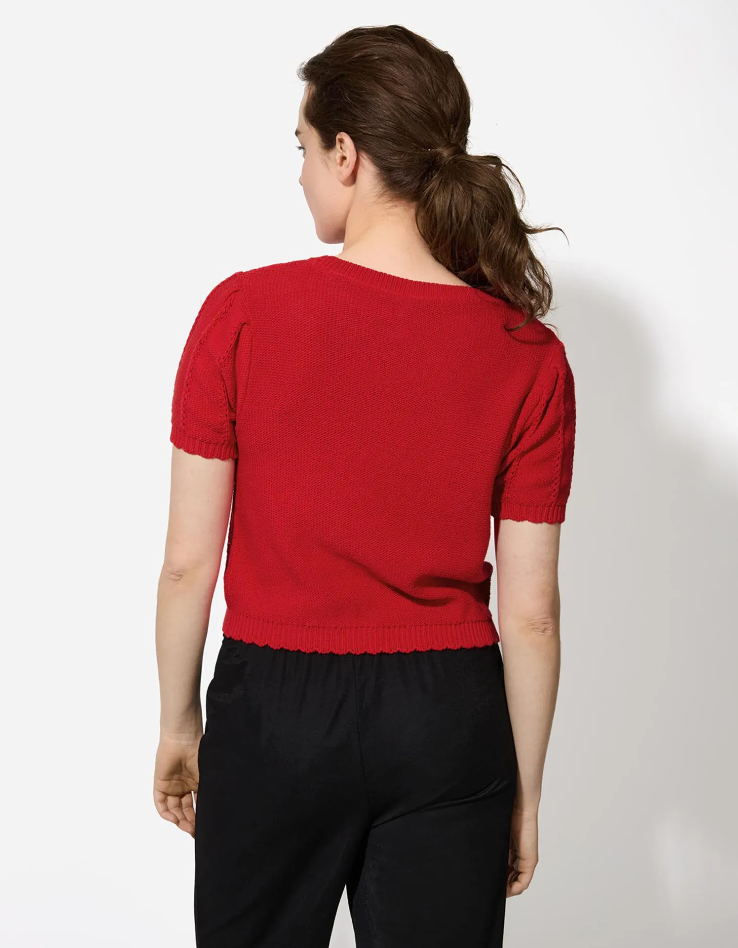 Gebreid overhemd - Breigoed - rood