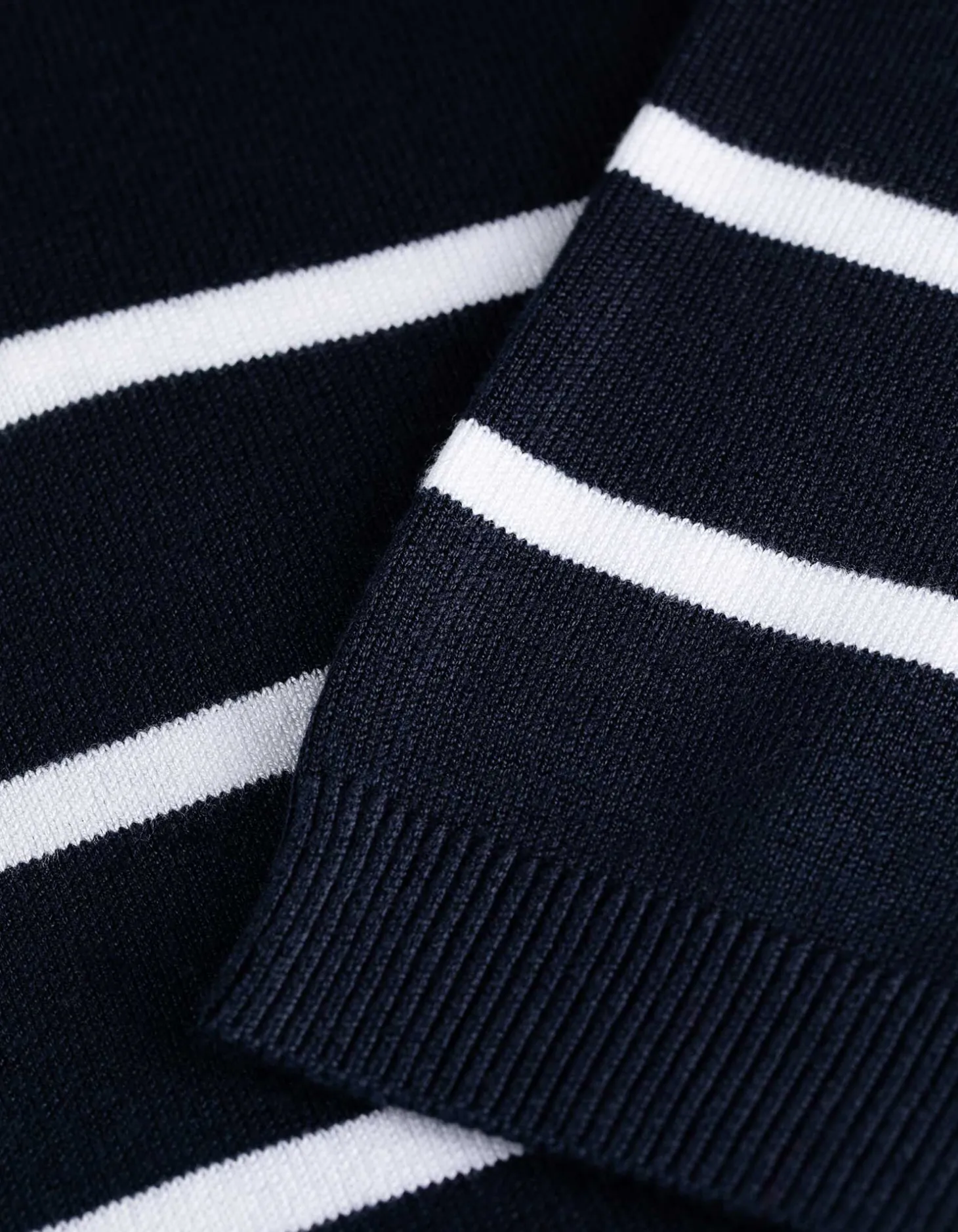 Gebreid overhemd - Opstaande kraag - donkerblauw