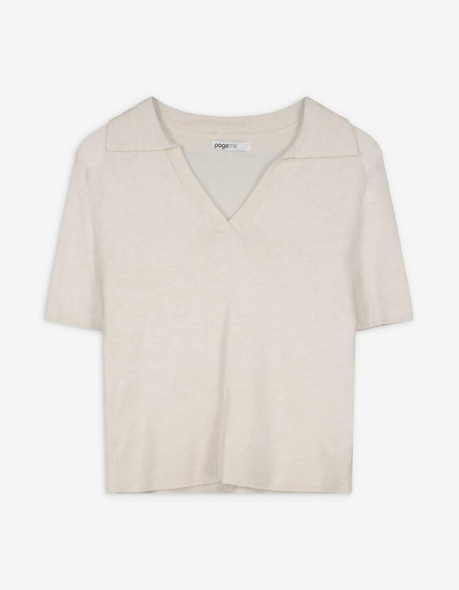 Gebreid overhemd - Viscosemix - beige